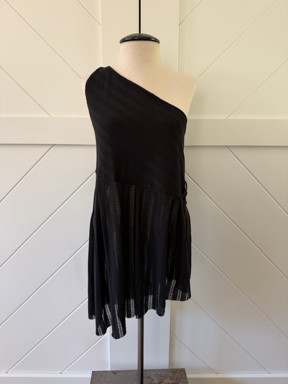 NWT Free People One-Shoulder Black Knit Swim Cover-Up